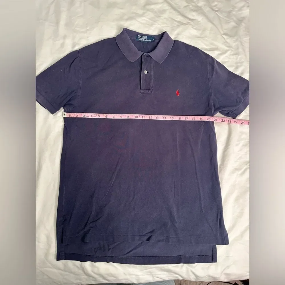 Polo Ralph Lauren Men’s Medium Navy Collared Shirt, Red Logo, Classic Fit - Picture 6 of 10